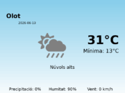 El temps avui 13 de Juny de 2026 a Olot segons l’AEMET