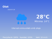 Previsió de l’AEMET a Olot avui 26 de Juliol de 2026