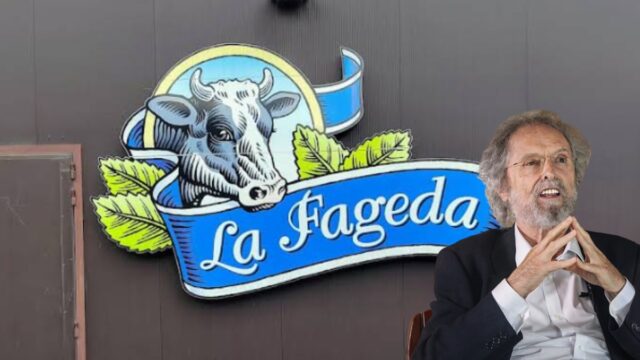 Imatge del logo de La Fageda amb el seu fundador Cristóbal Colón
