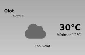 AEMET: El temps per a Olot – 27 de Setembre de 2026