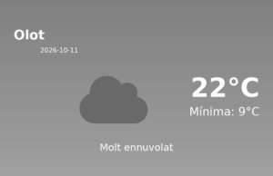 AEMET: El temps per a Olot – 11 de Octubre de 2026